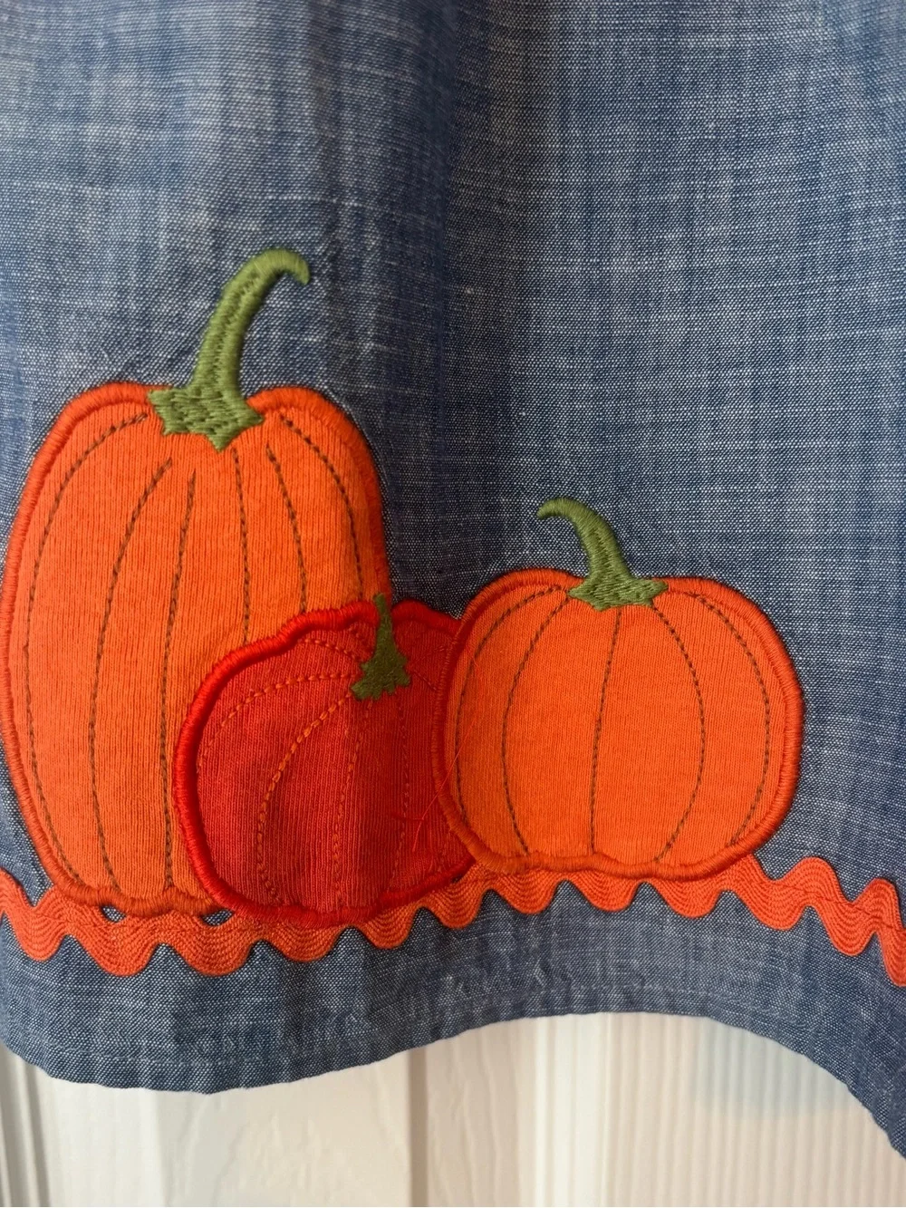 Vintage Gymboree Girls' New with Tags Chambray Pumpkin Appliqué Dress - Blue